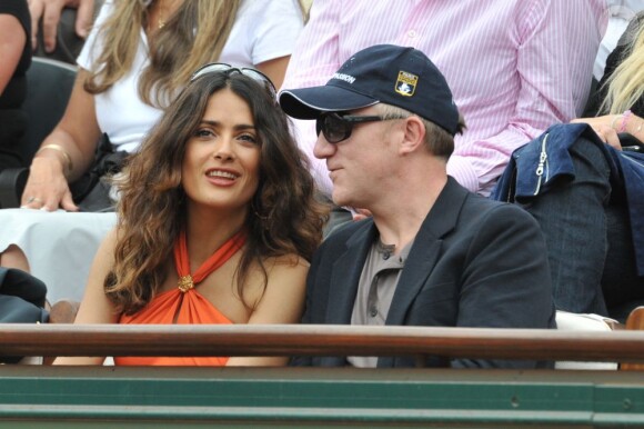 François-Henri Pinault et Salma Hayek ont été vu à Roland Garros. Paris, 3 juin 2011