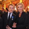 Renaud Capuçon reçoit la Legion d'Honneur en compagnie de son épouse Laurence Ferrari à l'Elysée le 15 juin 2011 à Paris