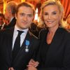 Renaud Capuçon reçoit la Legion d'Honneur en compagnie de son épouse Laurence Ferrari à l'Elysée le 15 juin 2011 à Paris