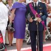 Le prince Philippe et la princesse Mathilde de Belgique lors de leur arrivée à la cérémonie religieuse pour le mariage d'Albert et Charlene, le 2 juillet 2011 à Monaco.