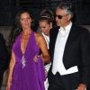 Andrea Bocelli et Veronica arrivent au dîner de mariage du Prince Albert et de la Princesse Charlene au Casino de Monaco, le 2 juillet 2011
