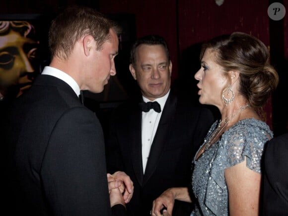 Le prince William et Kate Middleton ont rencontré les vedettes d'Hollywood lors des BAFTAs à Los Angeles le 9 juillet 2011. Ici, avec Tom Hanks et son épouse