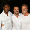Marcel Dessailly, Henri Leconte et David Ginola à la soirée blanche, aux Moulins de Ramatuelle, le 10 juillet 2011.