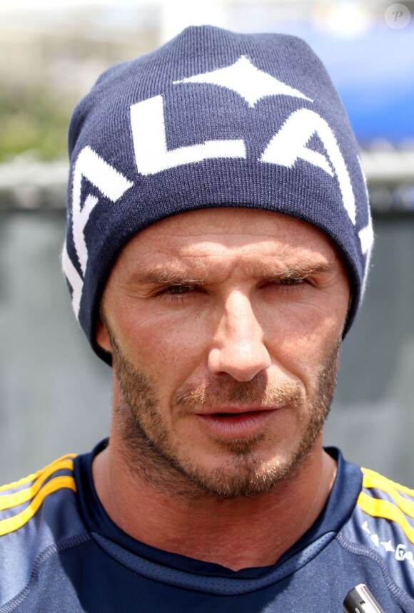 David Beckham, concentré, s'entraîne avec les LA Galaxy, en Californie, le 15 juillet 2011.