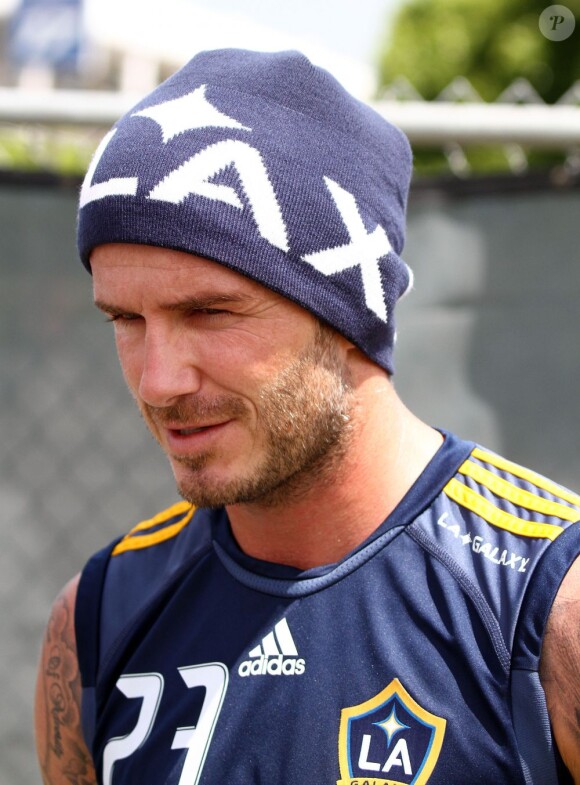 David Beckham s'entraîne avec les LA Galaxy, en Californie, le 15 juillet 2011.