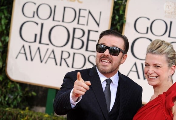 Ricky Gervais et Jane Fallon lors des Golden Globes en janvier 2011