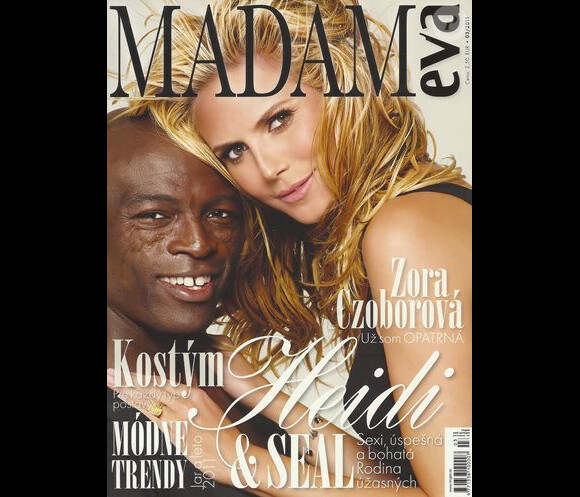 Heidi Klum, amoureuse aux côtés de son mari Seal, en couverture du magazine slovaque Madam Eva. Mars 2011.