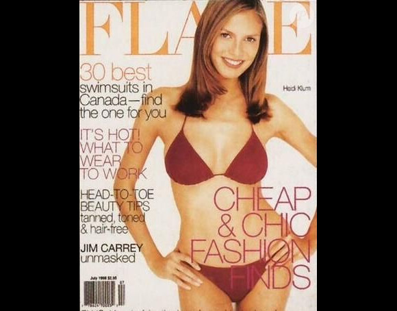 Heidi Klum en couverture du magazine canadien Flare en juillet 1998.