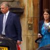 La princesse Eugenie d'York et le prince Adrew au Palace d'Holyroodhouse à Edimbourg après la cérémonie  de mariage  de Mike Tindall et Zara Phillips à Edimbourg le 31 juillet 2011
 