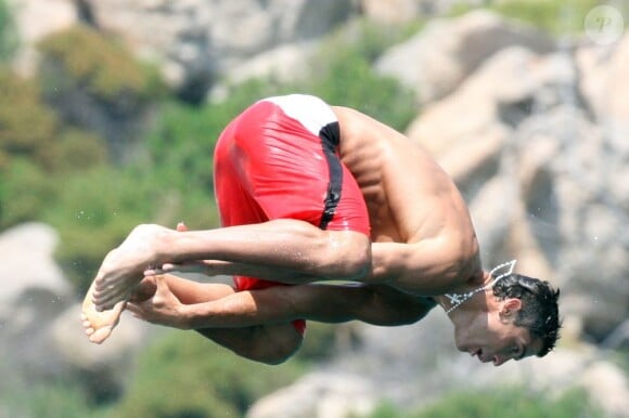 Cristiano Ronaldo saute à l'eau, comme toujours pour en mettre plein la vue - juin 2008 en Italie