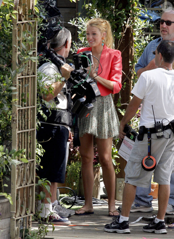 Blake Lively sur le tournage de Gossip Girl le 5 août 2011 à Los Angeles