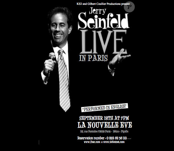 L'affiche du spectacle de Jerry Seinfeld à Paris le 18 septembre 2011