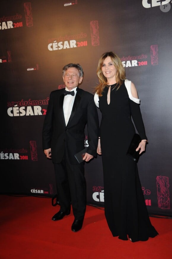 Emmanuelle Seigner et Roman Polanski lors de la cérémonie des César en février 2011