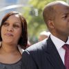 Nafissatou Diallo, la femme de chambre qui accuse Dominique Strauss-Kahn  de viol, avec son avocat Kenneth Thompson à New York le 22 août 2011