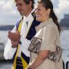 Le 29 août 2011, la princesse Victoria de Suède, enceinte, à l'inauguration du bateau Eric Nordevall II, à Stockholm.