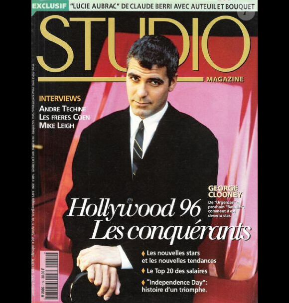 L'acteur George Clooney en couverture de Studio Magazine pour son numéro de septembre 1996.