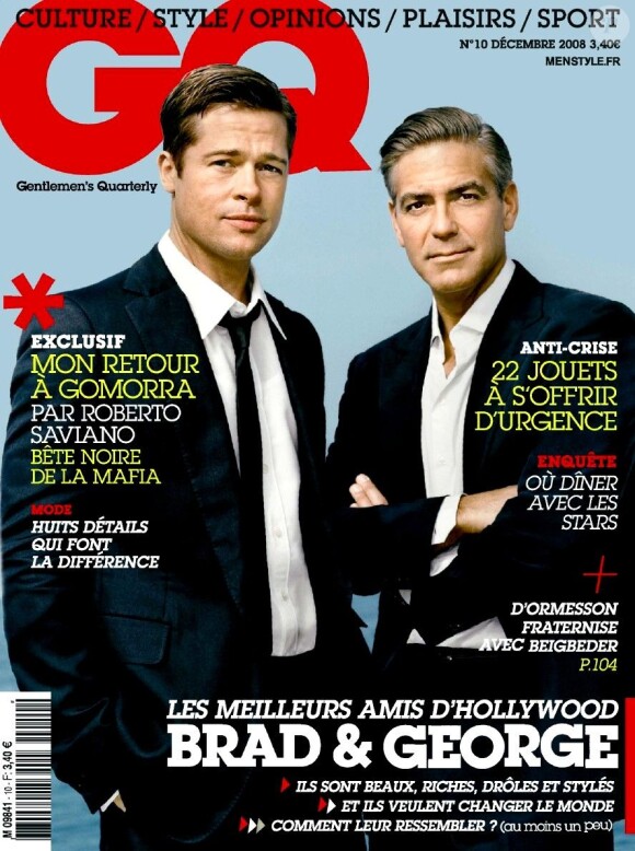Deux grands acteurs en couverture du même magazine : Brad Pitt et George Clooney posaient ensemble pour GQ. Décembre 2008.