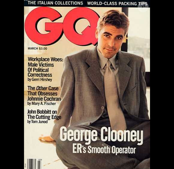 Le très classe George Clooney en couverture de GQ de mars 1995.