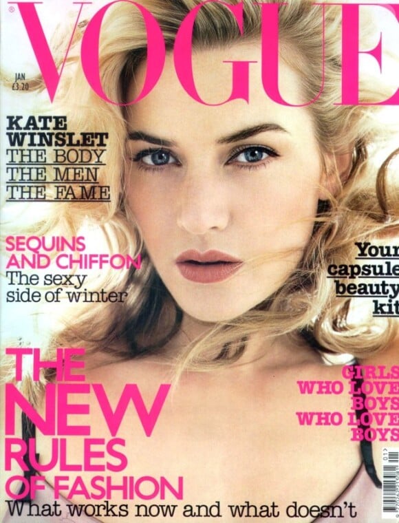 Janvier 2001 : Kate Winslet pose pour la couverture du magazine Vogue UK.