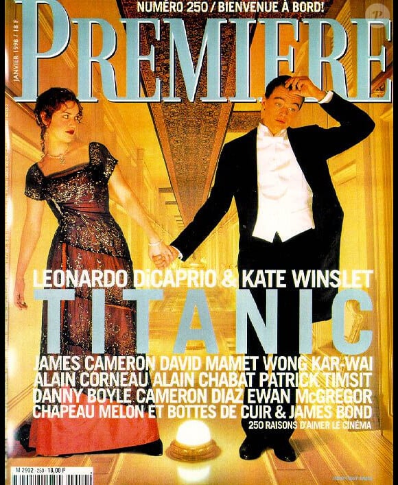 Dans le rôle de sa vie, Kate Winslet, accompagnée de Leonardo DiCaprio, rejoue Titanic pour l'édition française de Premiere. Janvier 1998.