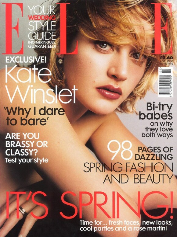 Kate Winslet, alors âgée de 24 ans, réalise la couverture du Elle britannique. Avril 2000.