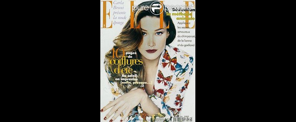 Le mannequin Carla Bruni, en couverture de Elle. 12 Juin ...