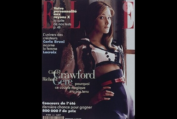 Août 1995 : le mannequin italien Carla Bruni couvre le magazine français Elle.