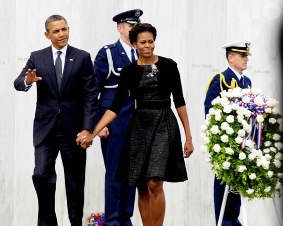 Barack et Michelle Obama lors de la commémoration, dix ans après, des attentats du 11 septembre 2001. Shanksville