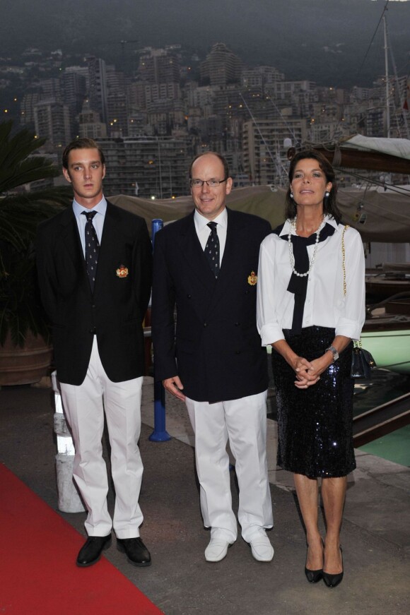 Albert de Monaco, Pierre Casiraghi et Caroline de Monaco au lancement de la Monaco Classic Week-La Belle Classe. Le 14 septembre 2011