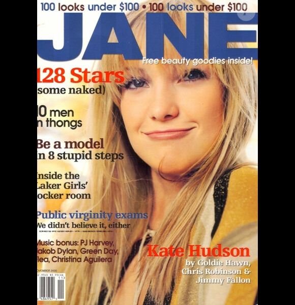 L'actrice Kate Hudson à 21 ans, en couverture du magazine Jane. Novembre 2000.