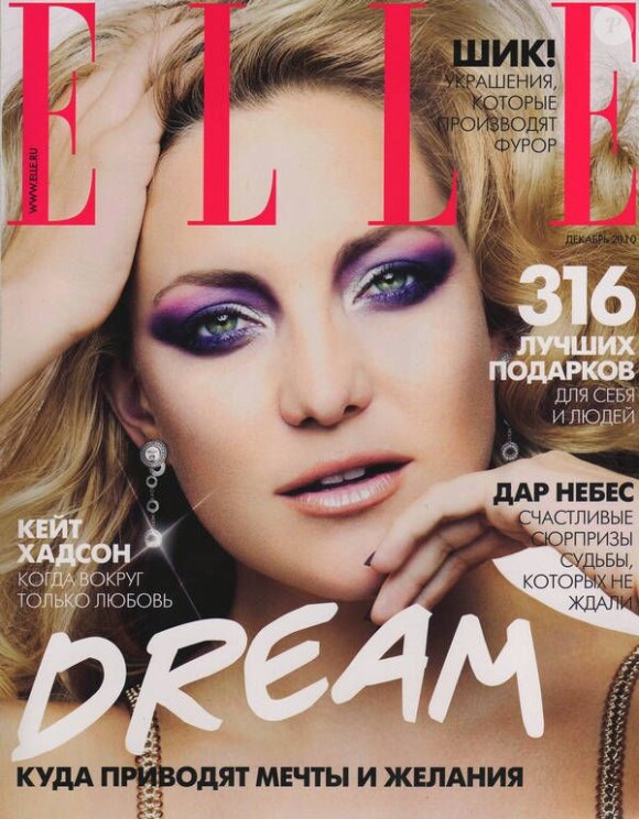 La sublime Kate Hudson en Une du Elle russe de décembre 2010.