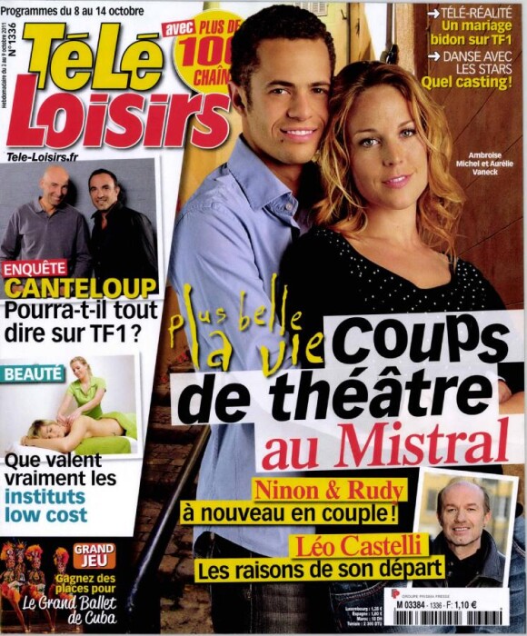 Aurélie Vaneck et Ambroise Michel en couverture de Télé-Loisirs.