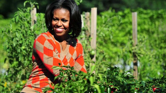 Michelle Obama : Classe et motivée pour la récolte de son potager
