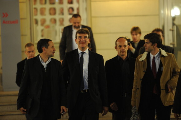 Arnaud Montebourg le 9 octobre 2011 à son QG le soir des primaires socialistes à Paris