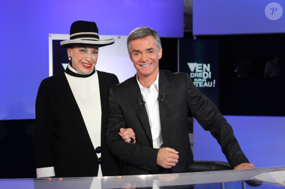 Cyril Viguier et Geneviève de Fontenay lors de l'enregistrement de Vendredi sur un plateau ! qui sera diffusé le 14 octobre 2011 sur France 3