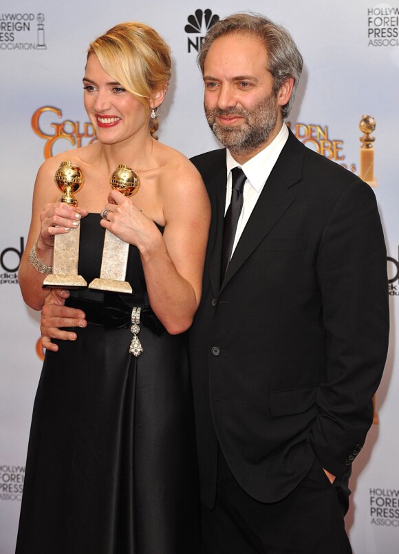 Sam Mendes et Kate Winslet, à Los Angeles, au photocall des Golden Globes, en janvier 2009.