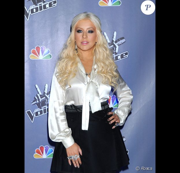 Christina Aguilera lors de la conférence de presse de la seconde saison de The Voice dans les studios de Sony Pictures à Culver City à Los Angeles le 28 octobre 2011