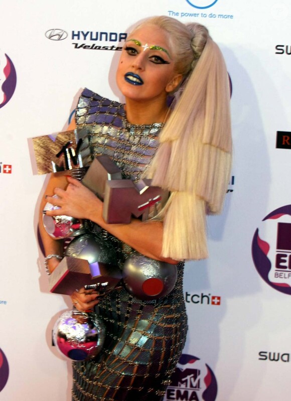 Avec quatre prix, Lady Gaga est la grande gagnante des MTV Europe Music Awards, à Belfast, le 6 novembre 2011.