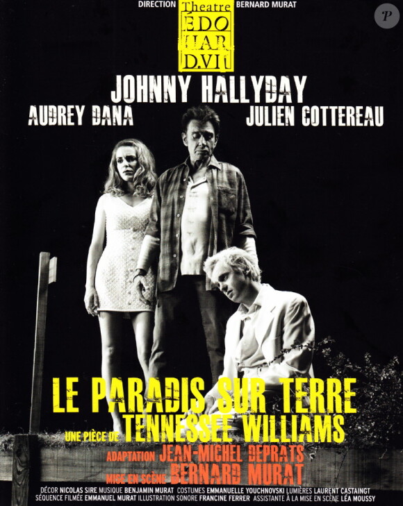 L'affiche de la pièce avec Johnny Hallyday, Le Paradis sur terre