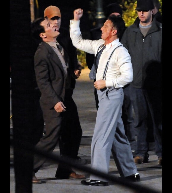 Sean Penn et Josh Brolin tournent The Gangster Squad à Los Angeles, le 17 novembre 2011