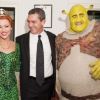 Antonio Banderas avec l'équipe de la comédie musicale Shrek (Richard  Blackwood, Kimberley Walsh, Nigel Lindsay) à Londres, le 24 novembre  2011.