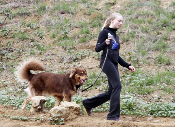 Amanda Seyfried fait de la randonnée avec son chien à Los Angeles le 24 novembre 2011