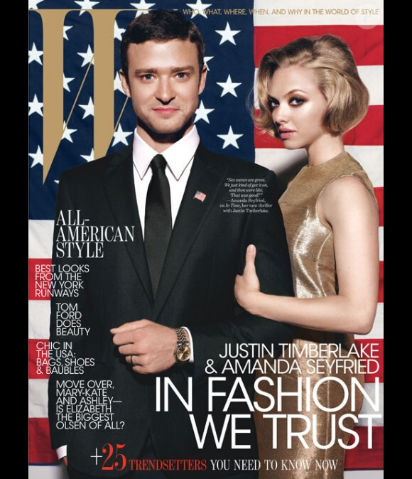Les stars de In Time Justin Timberlake et Amanda Seyfried posent en couv' du magazine W. Octobre 2011.