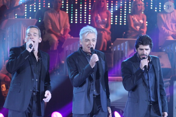 Le trio de Notre Dame de Paris reformé lors de l'enregistrement de l'émission Les années Bonheur, diffusée le 10 décembre 2011 sur France 2