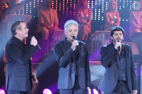 Le trio de Notre Dame de Paris reformé lors de l'enregistrement de l'émission Les années Bonheur, diffusée le 10 décembre 2011 sur France 2