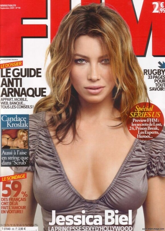 Le canon Jessica Biel débarque en France de la plus sexy des manières avec cette Une du magazine FHM. Septembre 2007.