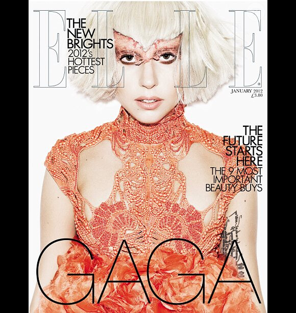 Lady Gaga en couverture de ELLE Angleterre, janvier 2012.