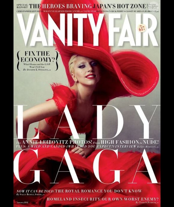 Lady Gaga en couverture de Vanity Fair, shootée par Annie Leibovitz, janvier 2012.