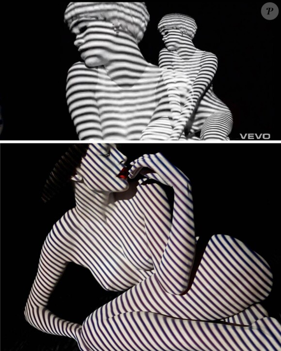 Des comparatifs accablants...
Rihanna se pare de points et de lignes d'ombres, dans le clip de You Da One réalisé par Melina Matsoukas en novembre 2011 et dévoilé en décembre. Un concept visuel efficace... mais apparemment volé au photographe de mode norvégien Solve Sundsbo.