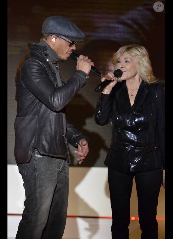 JoeyStarr et Nicoletta lors de l'émission Vivement Dimanche enregistrée le 4 janvier 2012 au Studio Gabriel à Paris